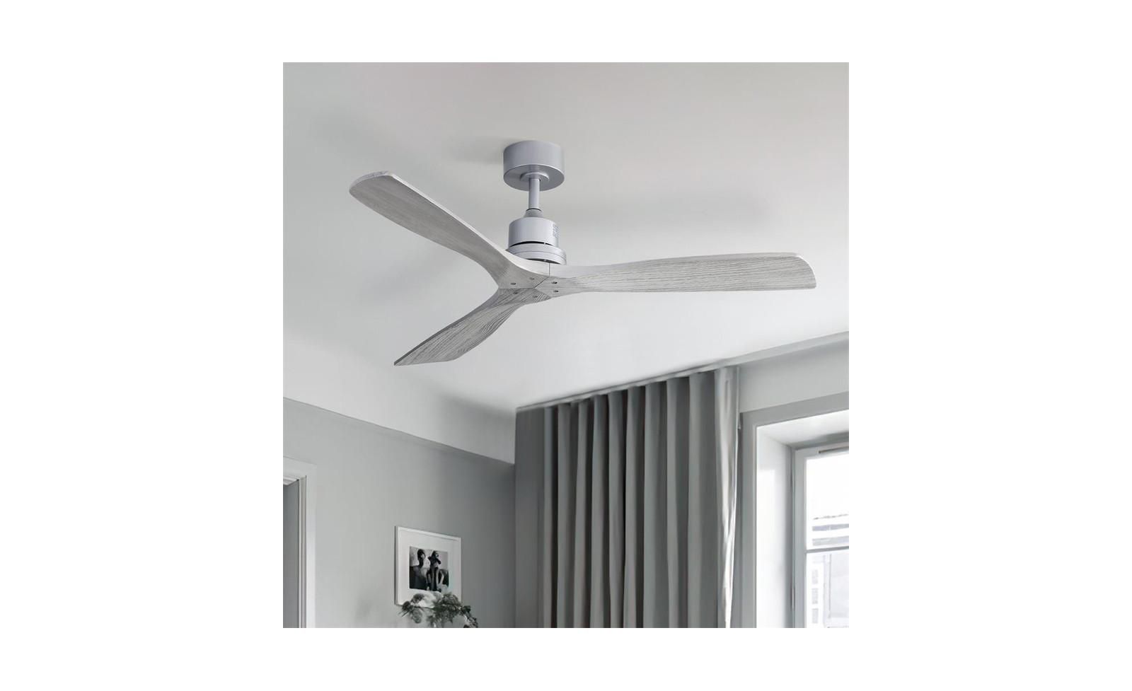 Sofucor 52-inch Modern Silver 3 Blades Walnut Ceiling Fan with 6 Speed Remote control and Timing and Forward Reverse Rotation Function for Indoor