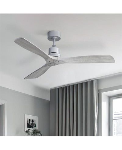 Sofucor 52-inch Modern Silver 3 Blades Walnut Ceiling Fan with 6 Speed Remote control and Timing and Forward Reverse Rotation Function for Indoor