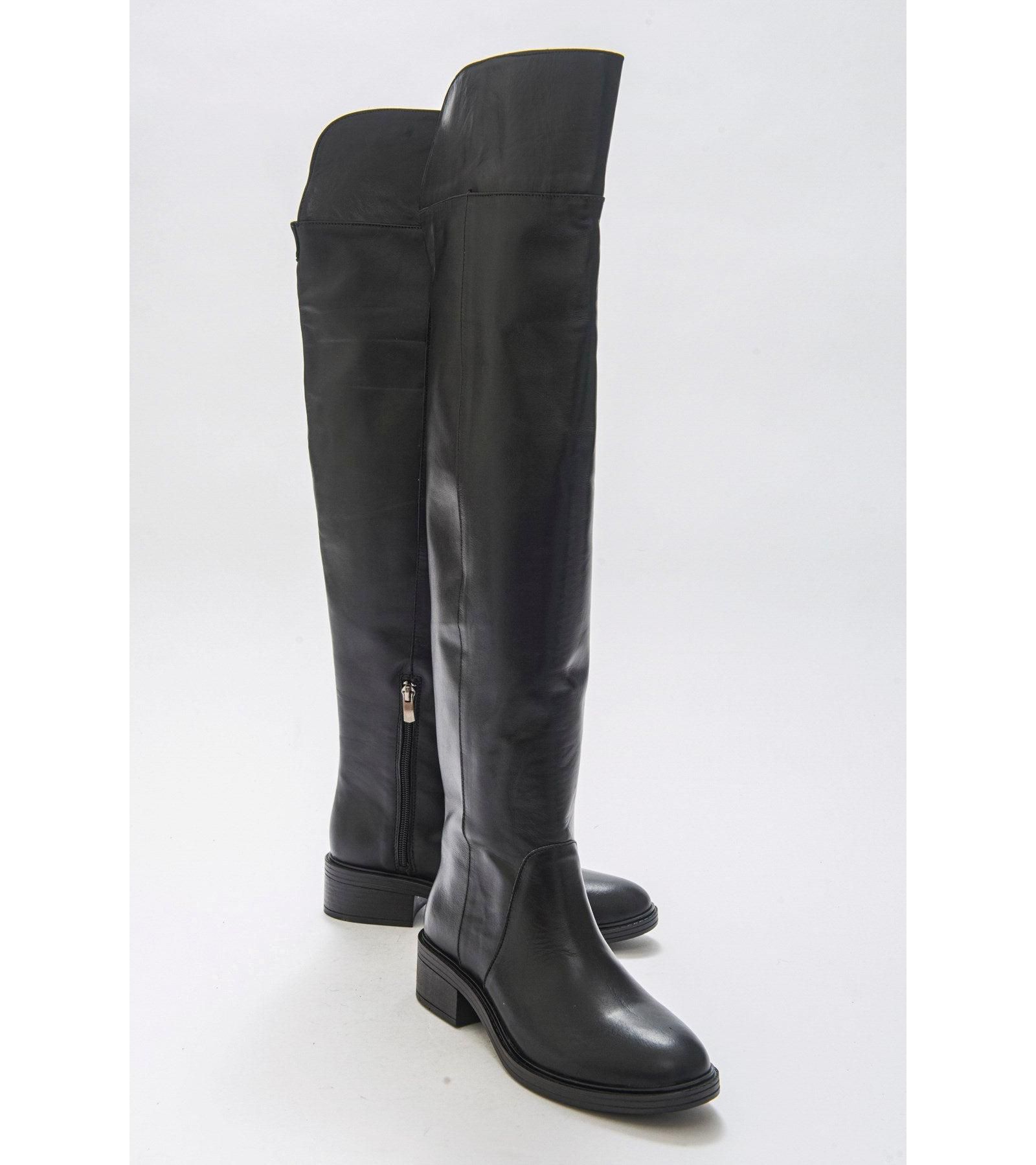 Forever & Always Shoes Women's Petya Leather Over the Knee Boot