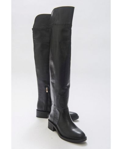 Forever & Always Shoes Women's Petya Leather Over the Knee Boot