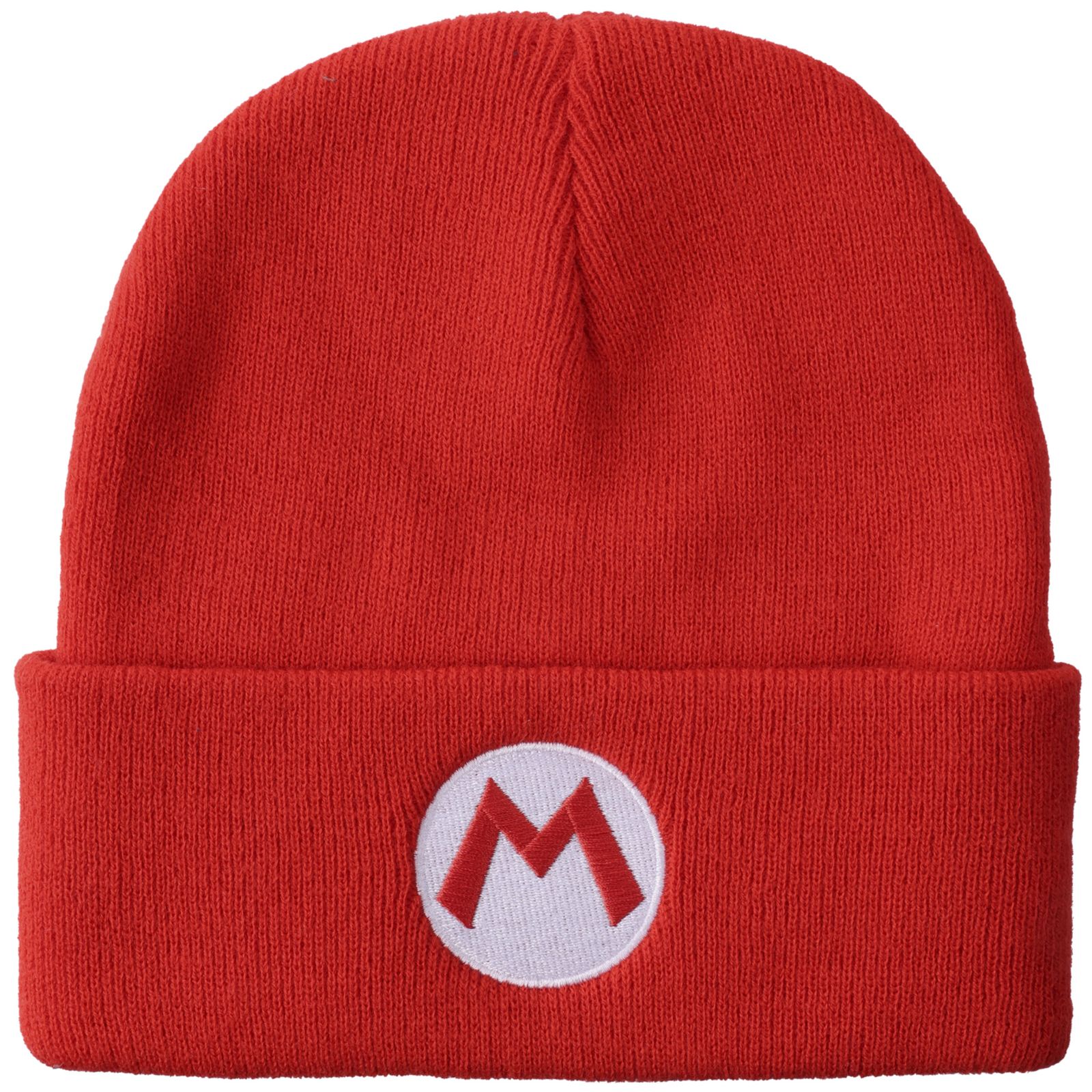 SUPER MARIO Men's Embroidered M Logo On Red Cuff Beanie