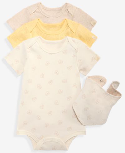 First Impressions Everyday Baby Essentials Baby Boys' or Baby Girl 3-Pack Short Sleeve Bodysuits & Bib Set, Macy's Exclusive