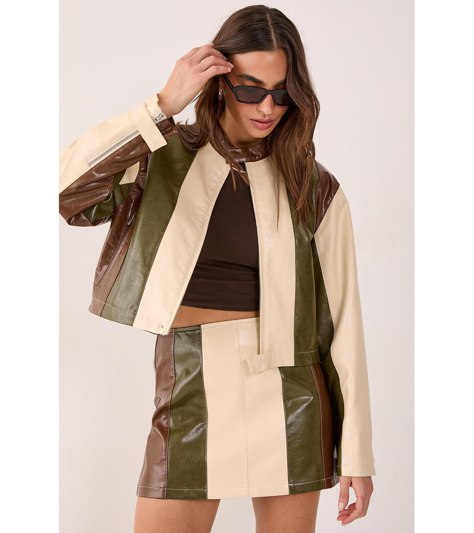 Nasty Gal Women's Panelled Faux Leather Biker Jacket