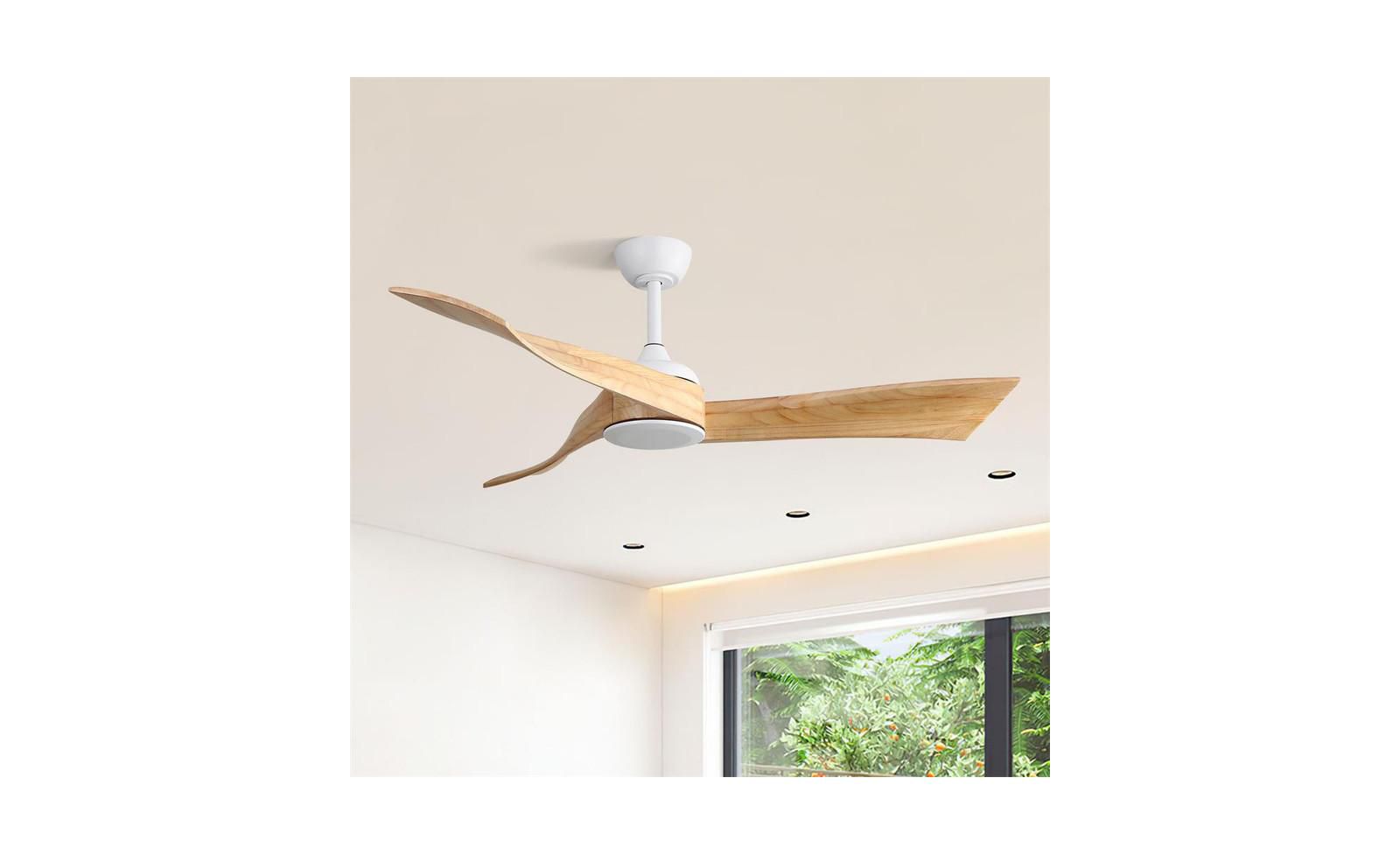 Потолочный вентилятор Sofucor 52" Modern White с 3 деревянными лопастями, 6 скоростями и реверсивным двигателем