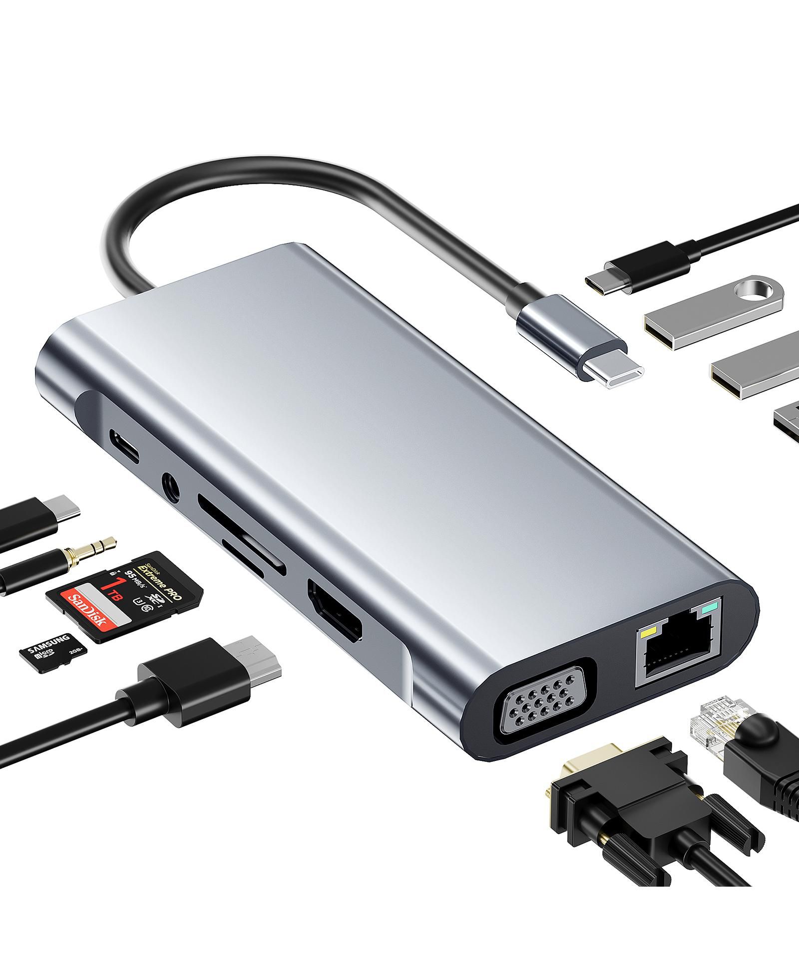 Sugift 11-in-1 USB-C Hub 4K HDMI & PD Multiport Adapter for MacBook Pro/Air & Chromebook