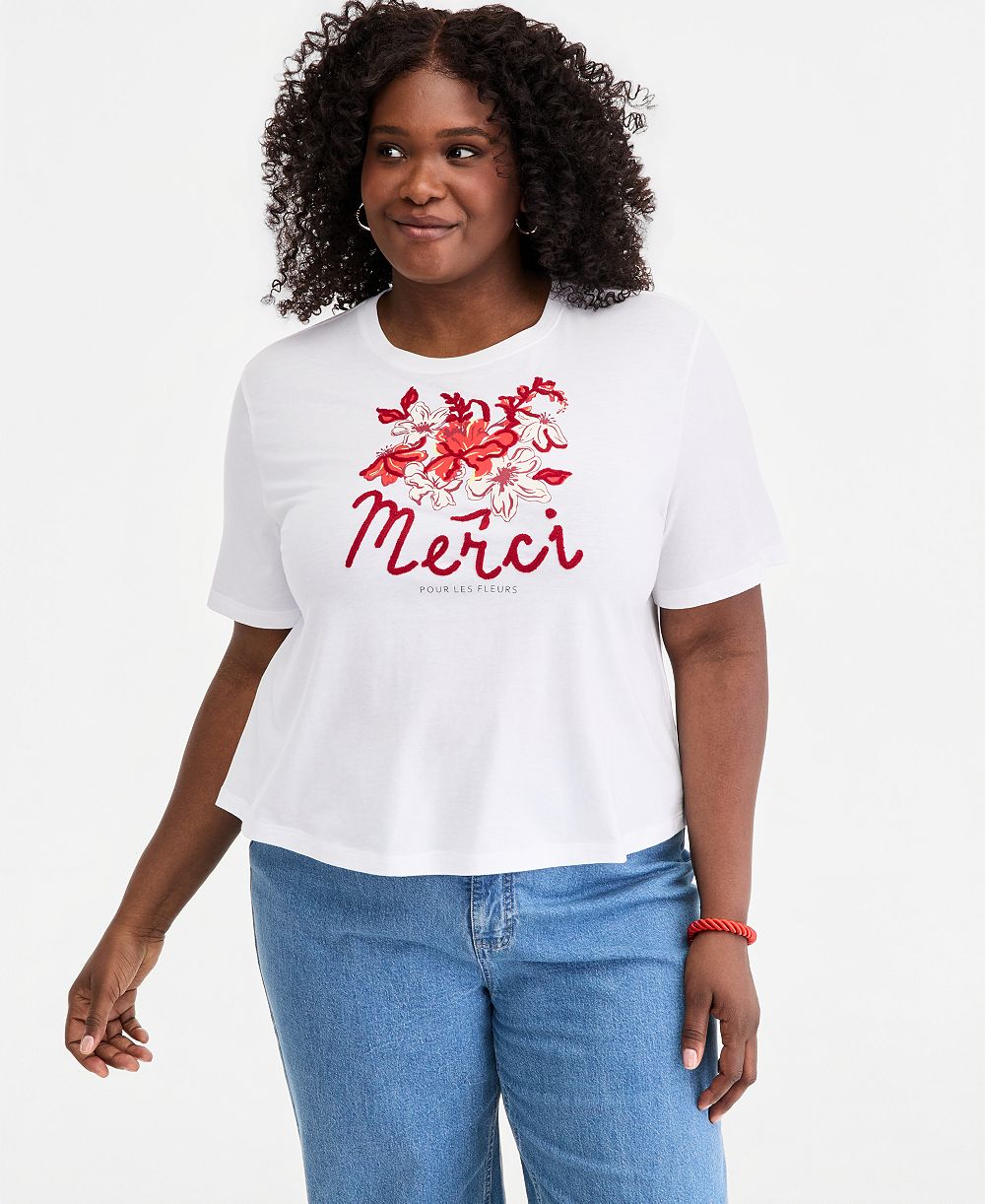 Женский топ On 34th Trendy Plus Size Merci Embroidered Graphic