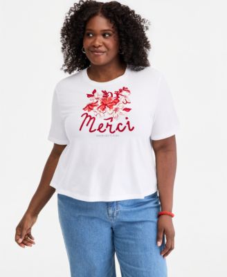 Женский топ On 34th Trendy Plus Size Merci Embroidered Graphic