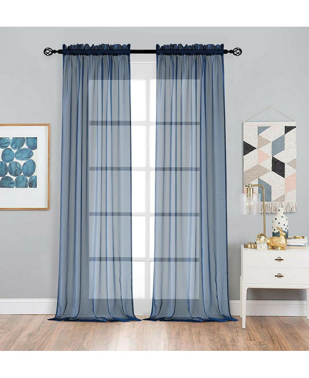 Kate Aurora Designer Sheer Voile Rod Pocket Curtains For Small Windows