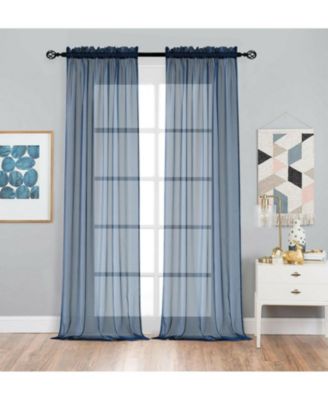 Kate Aurora Designer Sheer Voile Rod Pocket Curtains For Small Windows