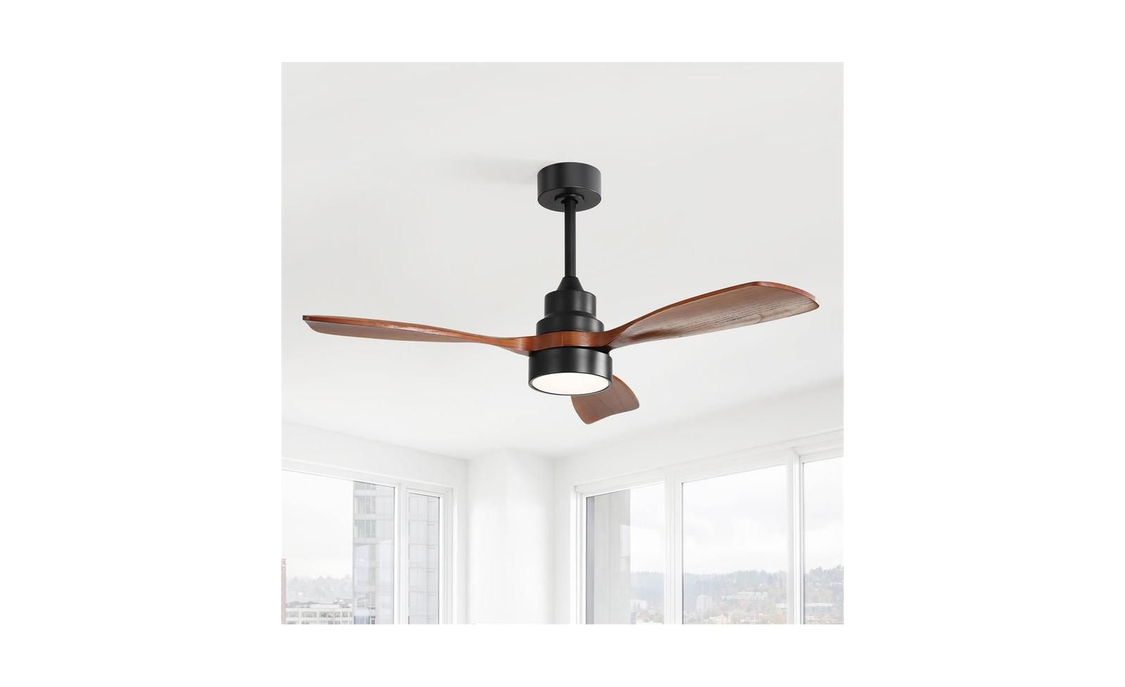 Потолочный вентилятор Sofucor Modern Black Walnut Wood с пультом управления