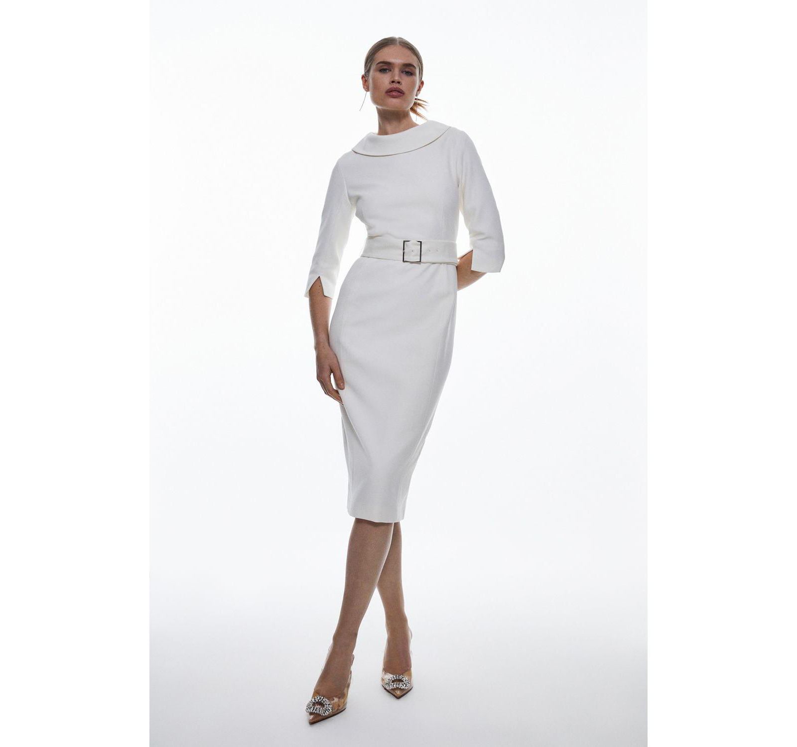 Karen Millen Женское миди-платье Karen Millen Crepe Roll Neck Pencil
