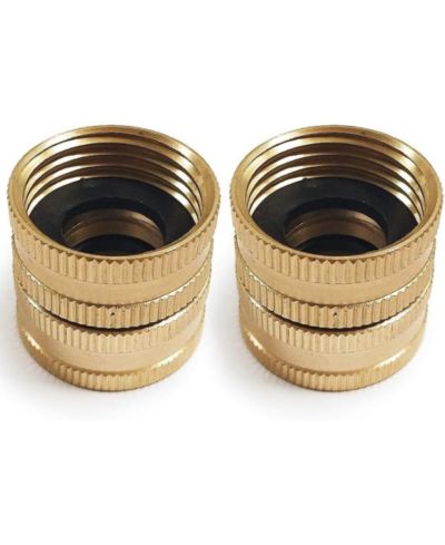 TWINKLE STAR 2-Pack Brass Garden Hose Connector Dual Swivel Male to Male Double Female