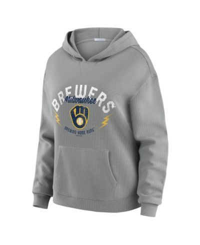 Женский комплект из 2 предметов WEAR by Erin Andrews Gray Milwaukee Brewers Waffle-Knit Long-Sleeve Hoodie и брюки для отдыха