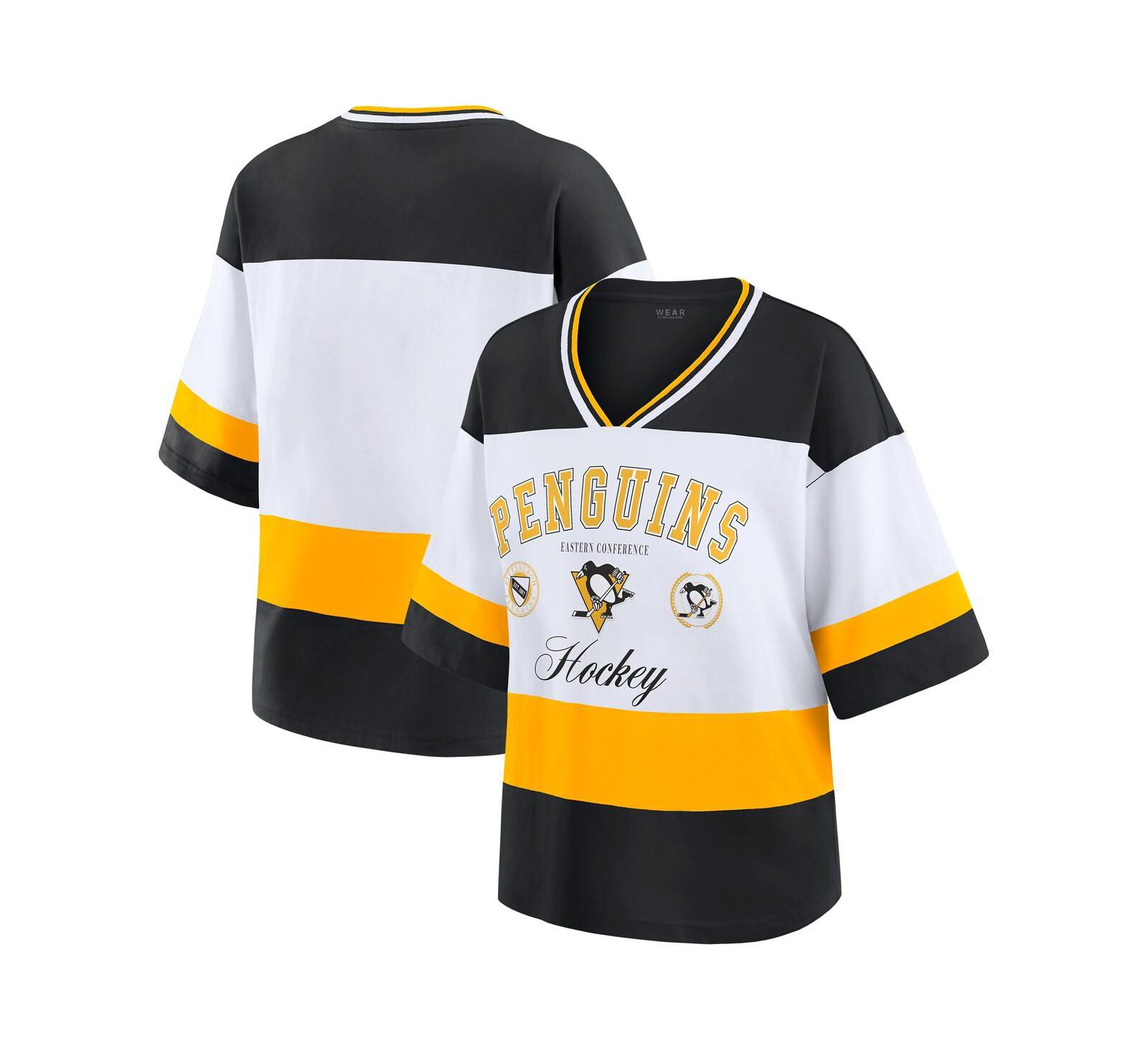 Женская футболка WEAR by Erin Andrews Pittsburgh Penguins (черно-белая)