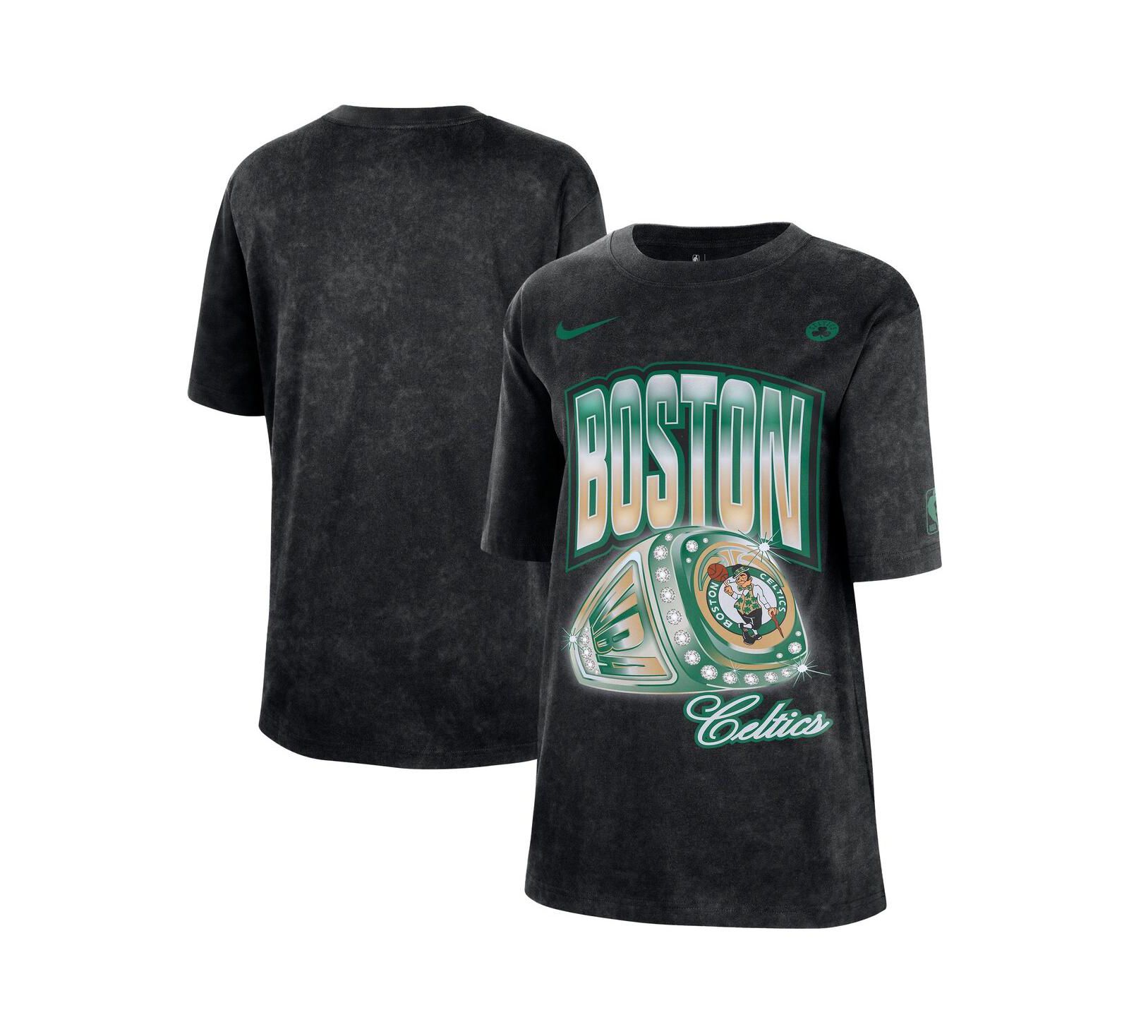 Nike Women's Black Boston Celtics Courtside Original Content Vintage Washed Boyfriend T-Shirt
