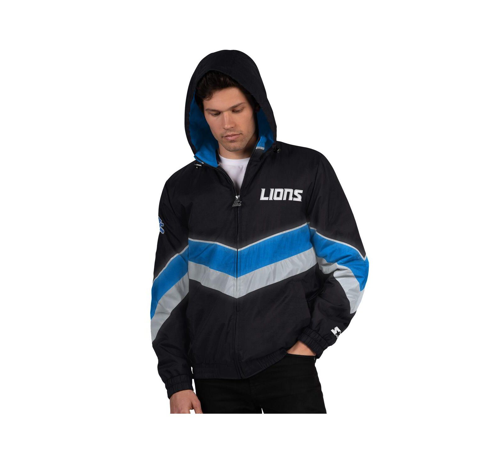 Starter Men's Black/Blue Detroit Lions Thursday Night Gridiron Full-Zip Jacket
