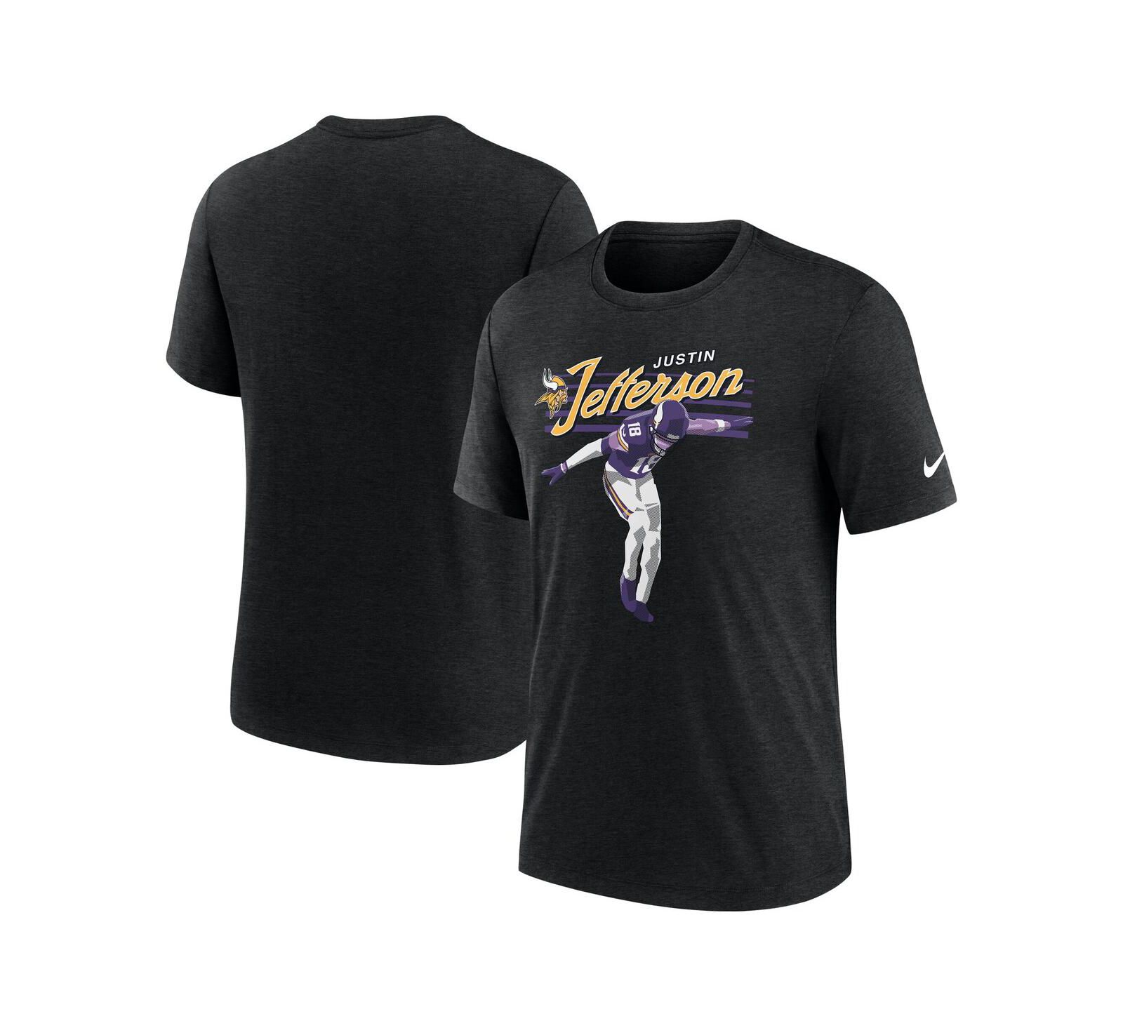 Мужская футболка Nike Justin Jefferson Heather Black Minnesota Vikings Player Graphic