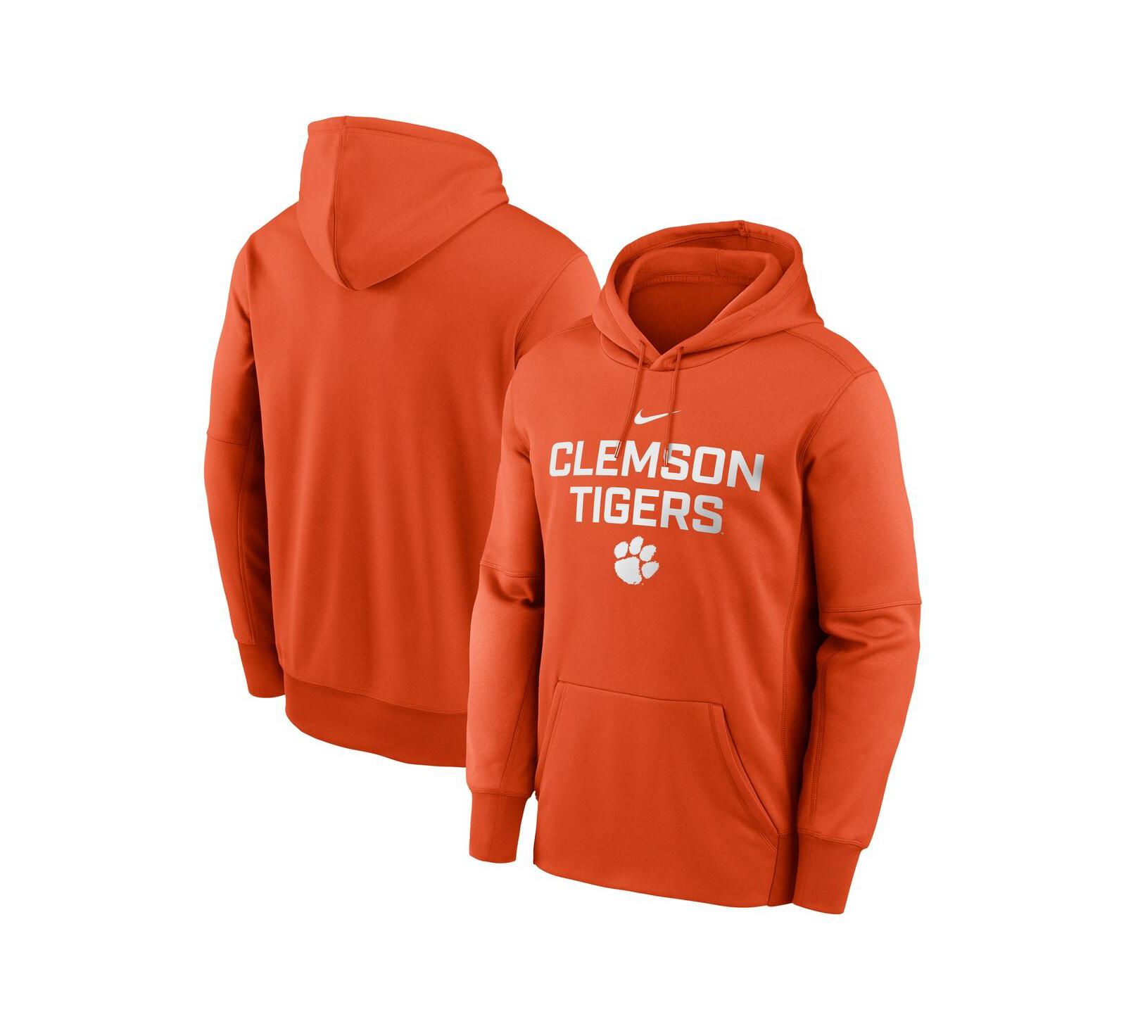 Мужское худи Nike Orange Clemson Tigers Team Stacked Performance Pullover Hoodie