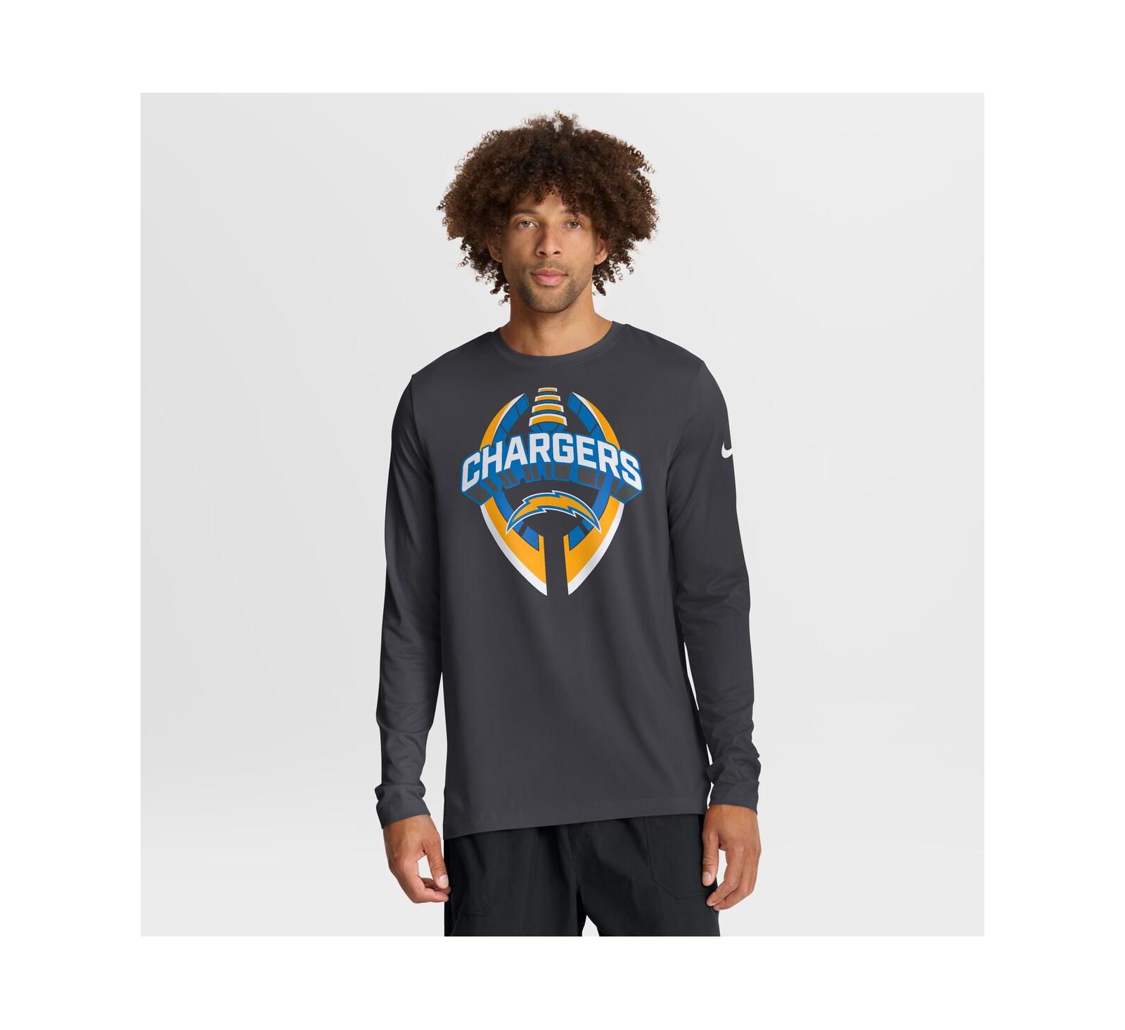Мужская футболка Nike Anthracite Los Angeles Chargers Primetime Legend Icon Performance Long Sleeve