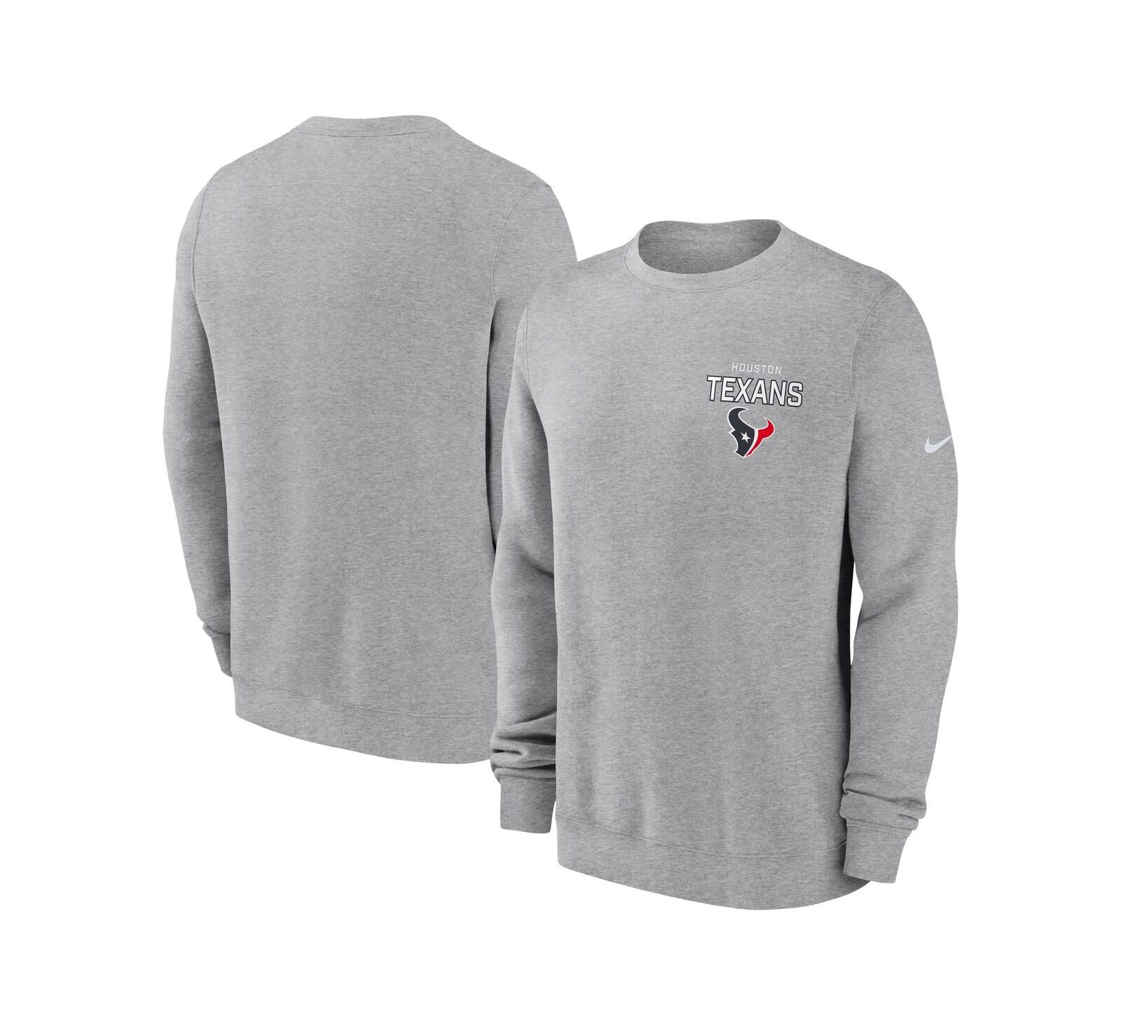 Мужская толстовка Nike Heather Gray Houston Texans Primetime Club Fleece Pullover
