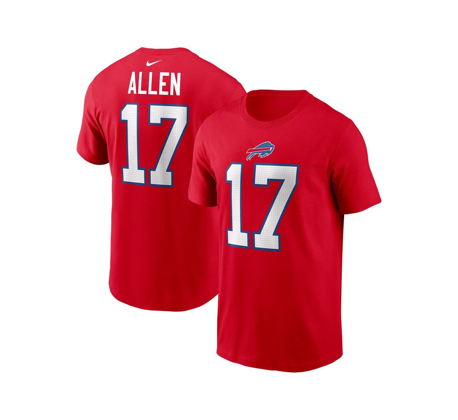 Nike Мужская футболка Josh Allen Red Buffalo Bills Player Name & Number