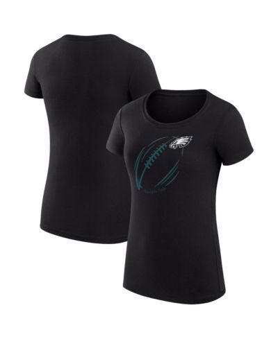 G-III 4Her by Carl Banks Women's Black Philadelphia Eagles Super-Slim Fit Lightweight Subtle Football T-Shirt