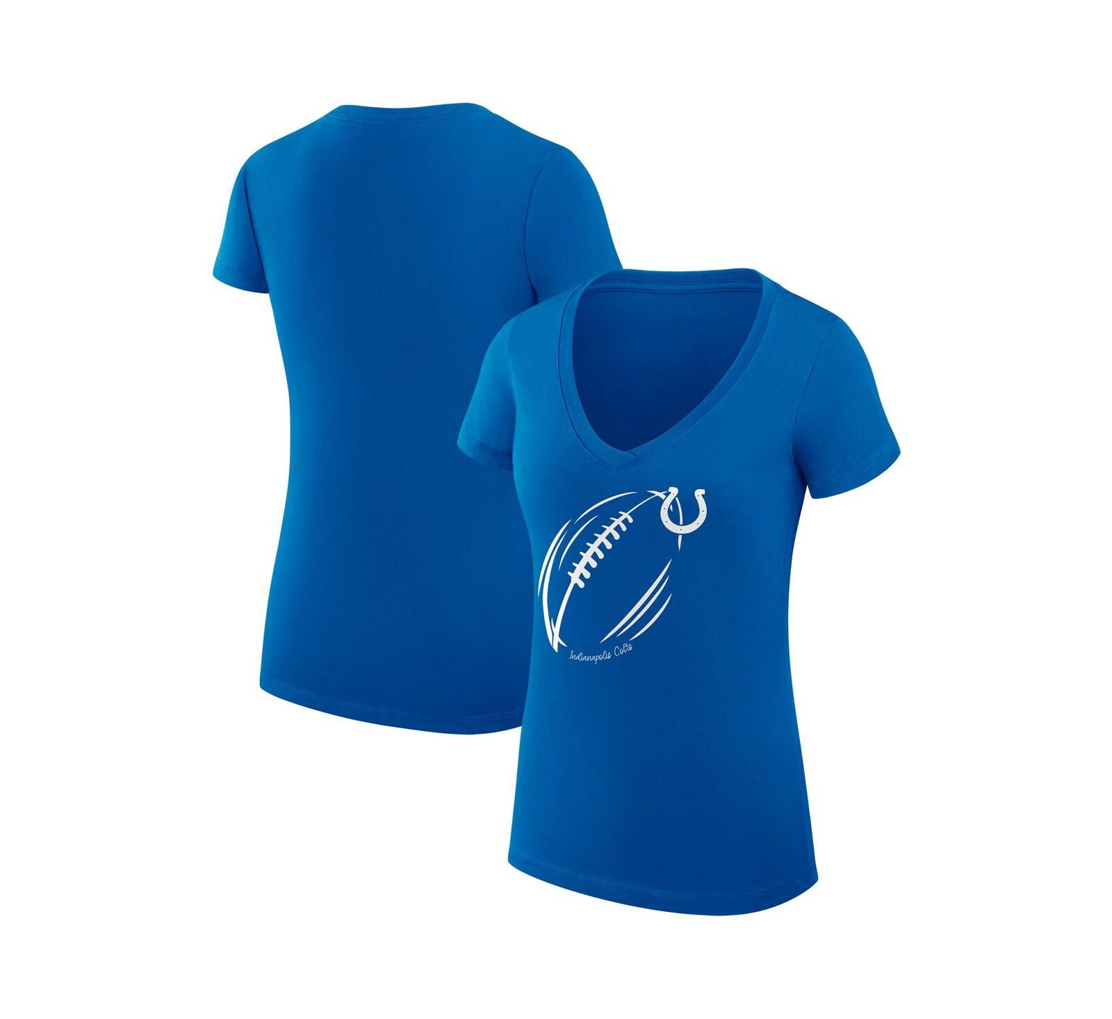 G-III 4Her by Carl Banks Women's Royal Indianapolis Colts Super-Slim Fit Lightweight Subtle Football V-Neck T-Shirt