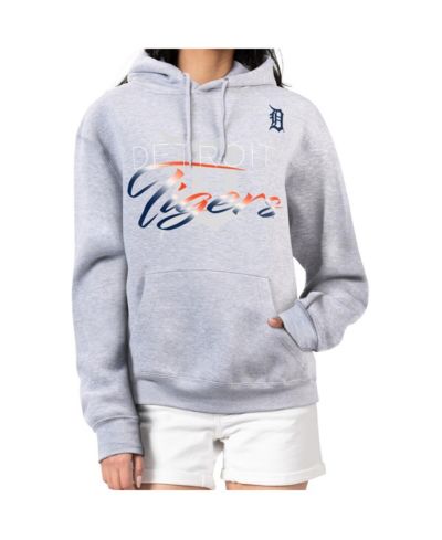 G-III 4Her by Carl Banks Women's Heather Gray Detroit Tigers Shadow Logo Graphic Pullover Hoodie