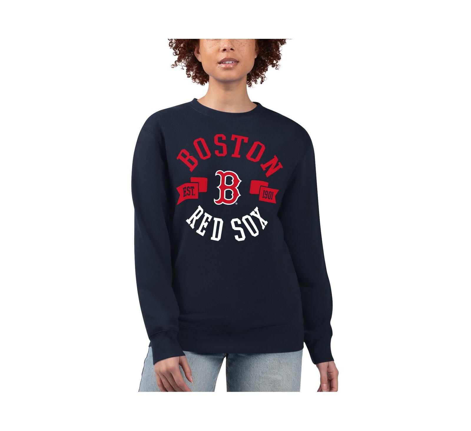 G-III 4Her by Carl Banks Women's Navy Boston Red Sox Team Logo Fleece Pullover Sweatshirt