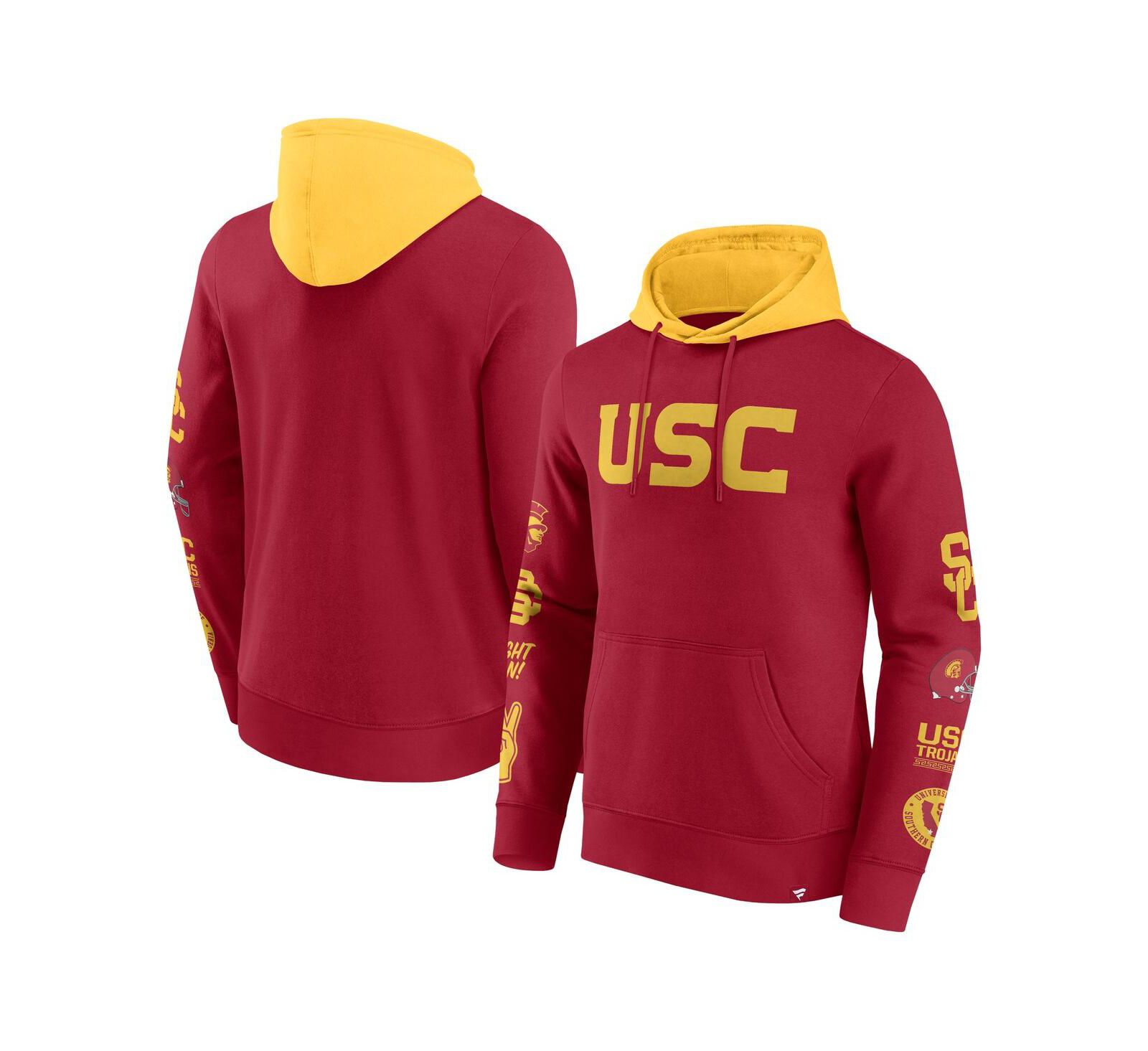 Fanatics Мужской флисовый худи с цветовым блоком USC Trojans Cardinal/Gold