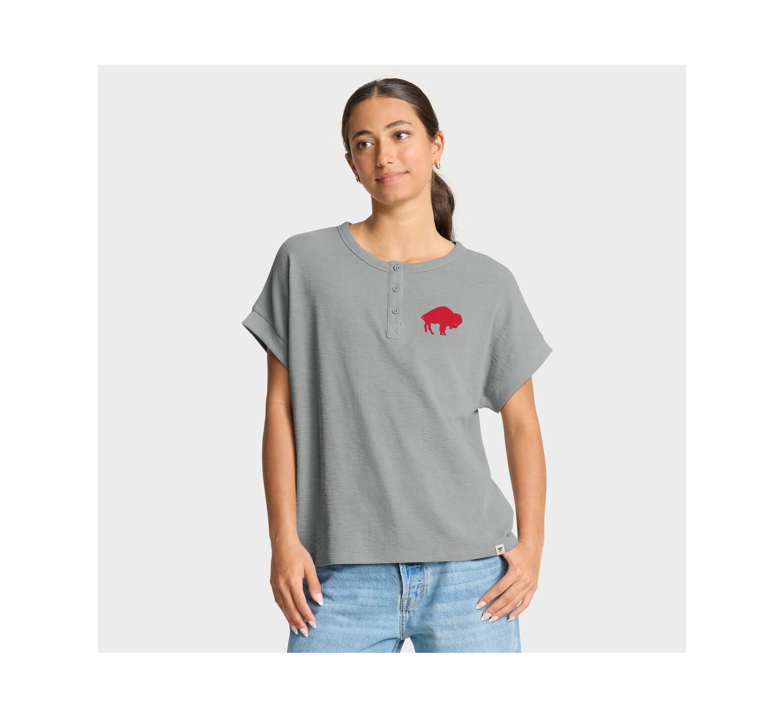 Женская рубашка Fanatics Buffalo Bills Oversized Hometown Premium Henley, серая меланж