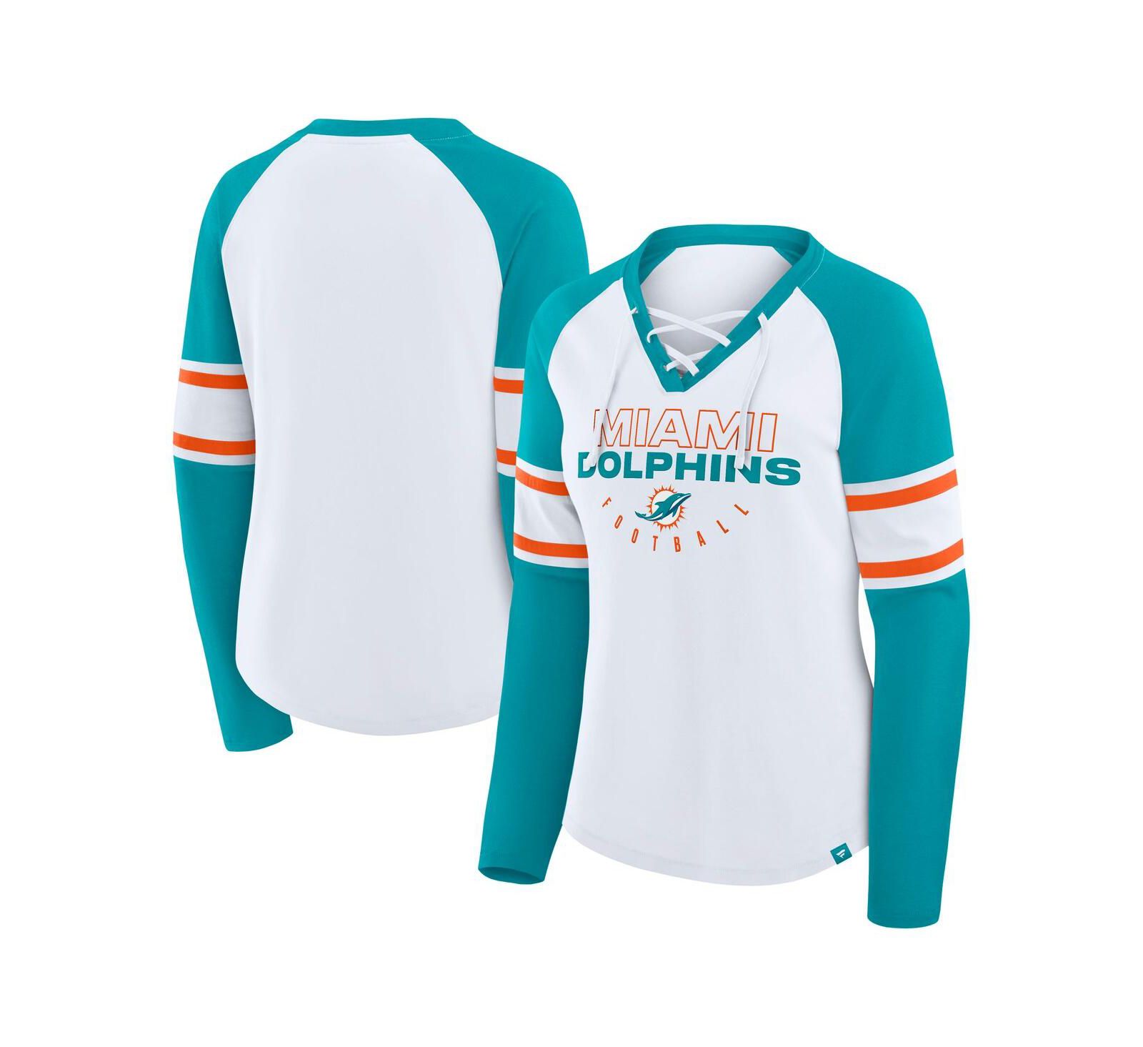 Fanatics Женская футболка long sleeve raglan Miami Dolphins Redzone Blitz Package White/Aqua