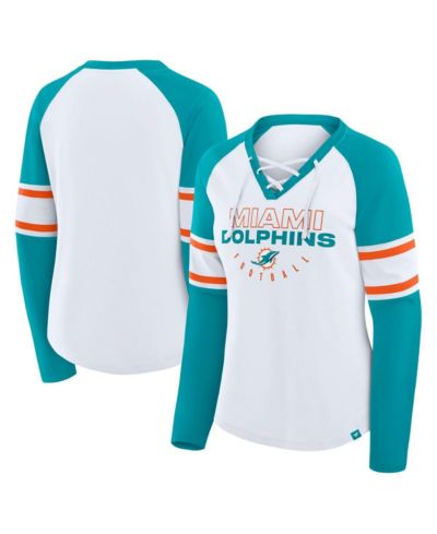 Fanatics Женская футболка long sleeve raglan Miami Dolphins Redzone Blitz Package White/Aqua
