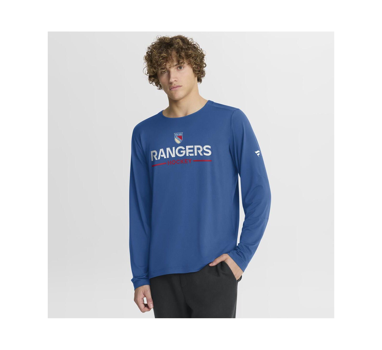 Мужская футболка Fanatics New York Rangers Authentic Pro Rink Centennial Tech Long Sleeve Blue