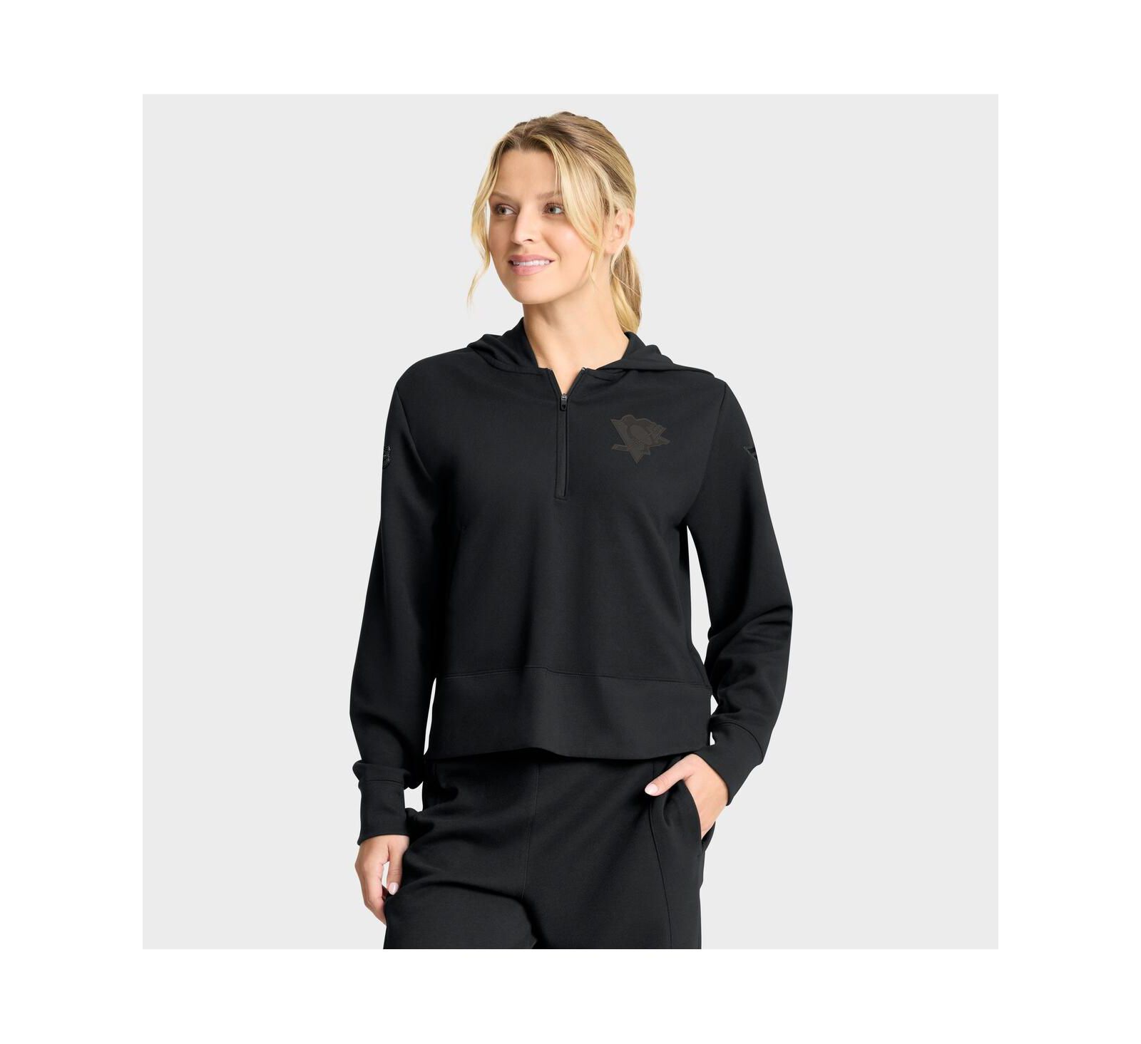 Fanatics худи женское Pittsburgh Penguins Authentic Pro Road Tri-Blend с молнией на четверть