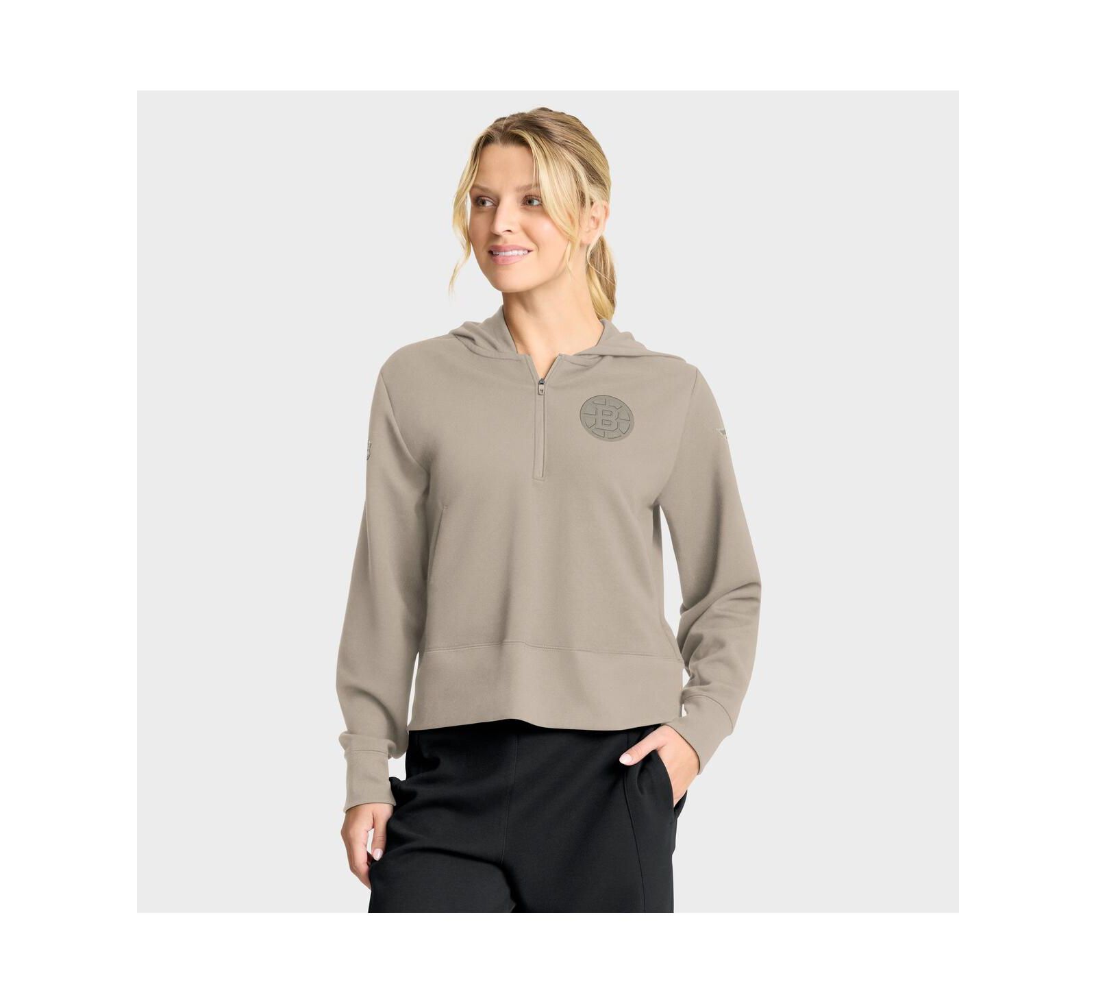 Женская толстовка Fanatics Boston Bruins Authentic Pro Road Tri-Blend Quarter-Zip