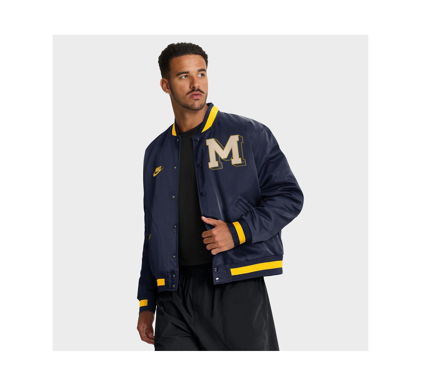 Nike Men's Navy Michigan Wolverines Legacy Full-Snap Bomber Jacket