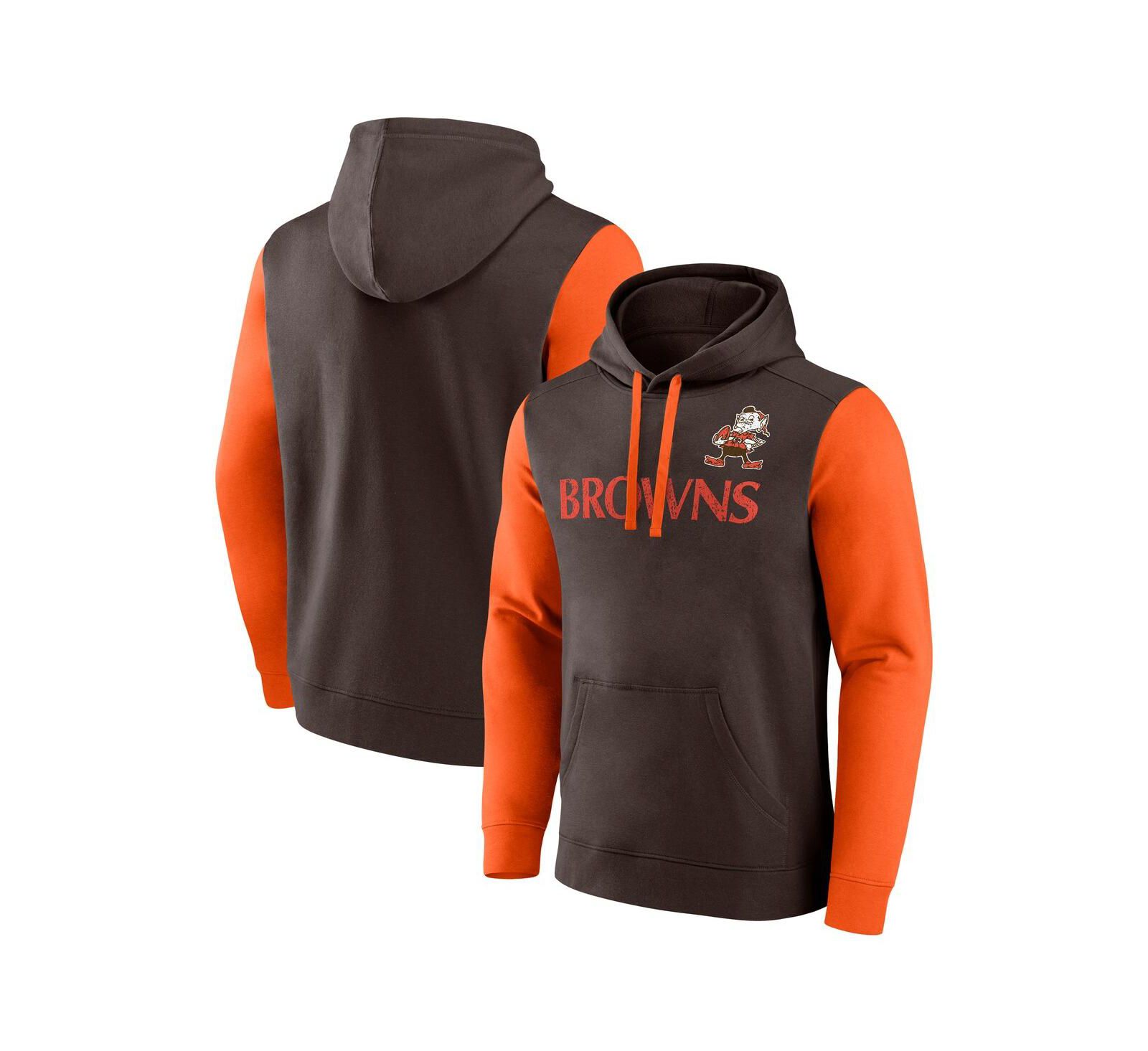 Мужское худи Fanatics Cleveland Browns коричнево-оранжевое флисовое