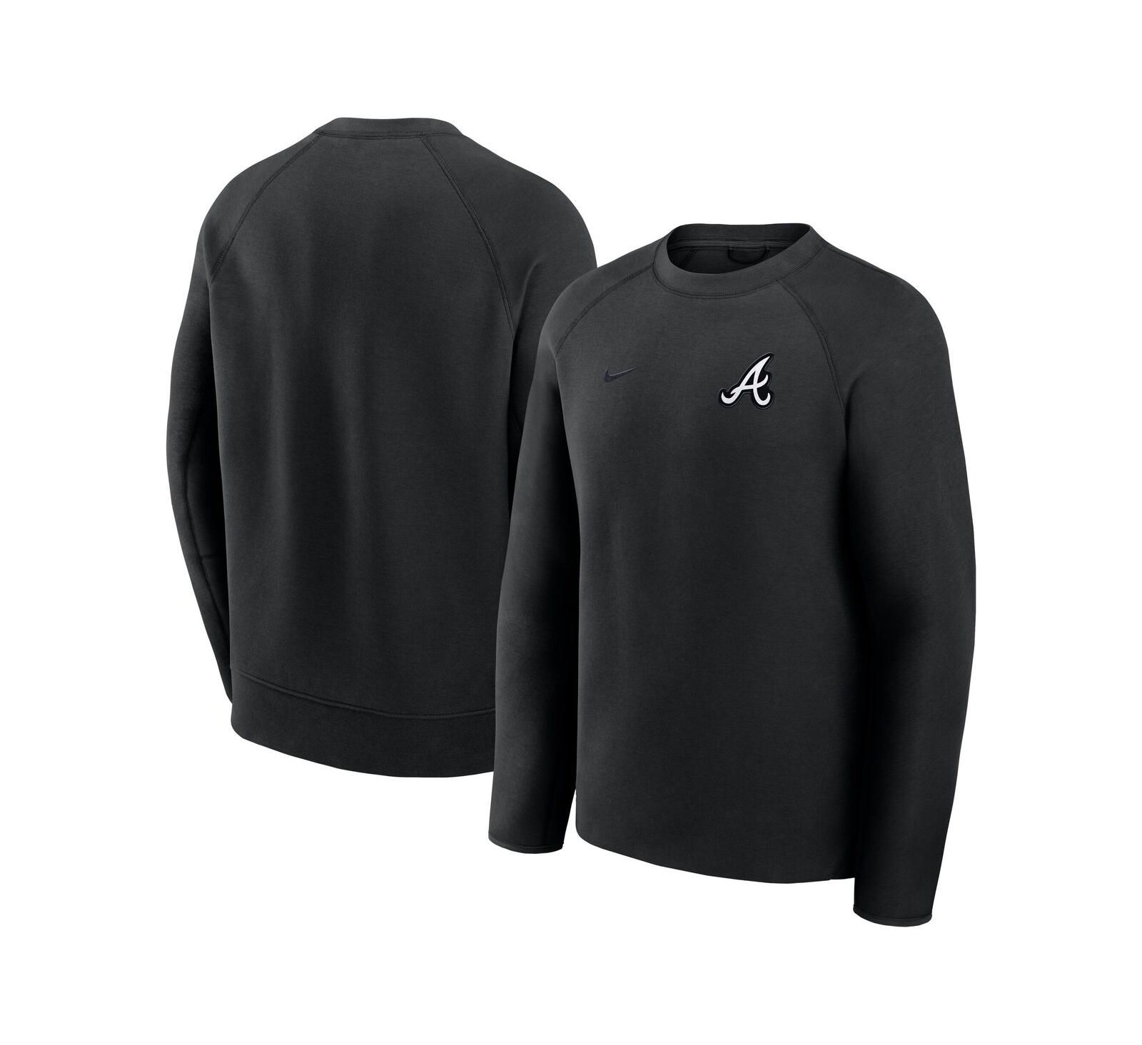 Nike Мужская толстовка Tech Fleece Raglan Atlanta Braves, черная