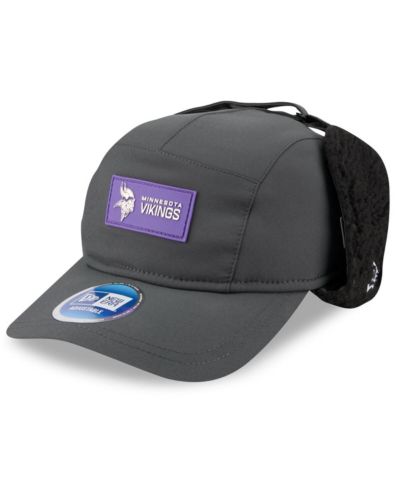 Мужская регулируемая кепка New Era Minnesota Vikings 2025 Sideline Cold Weather Runner Dog Ear Charcoal