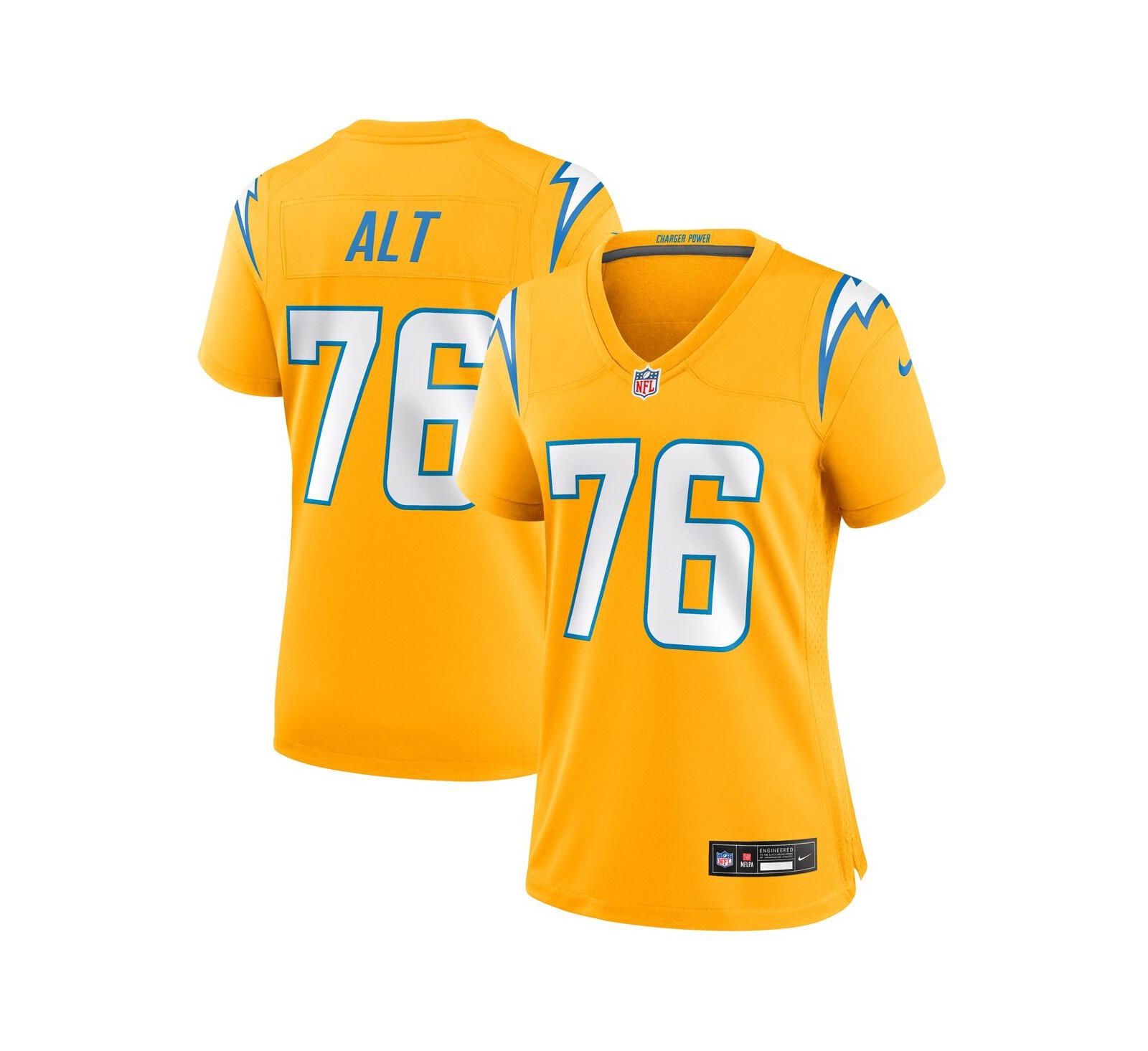 Женская джерси Nike Joe Alt Gold Los Angeles Chargers Alternate Charger Power Game