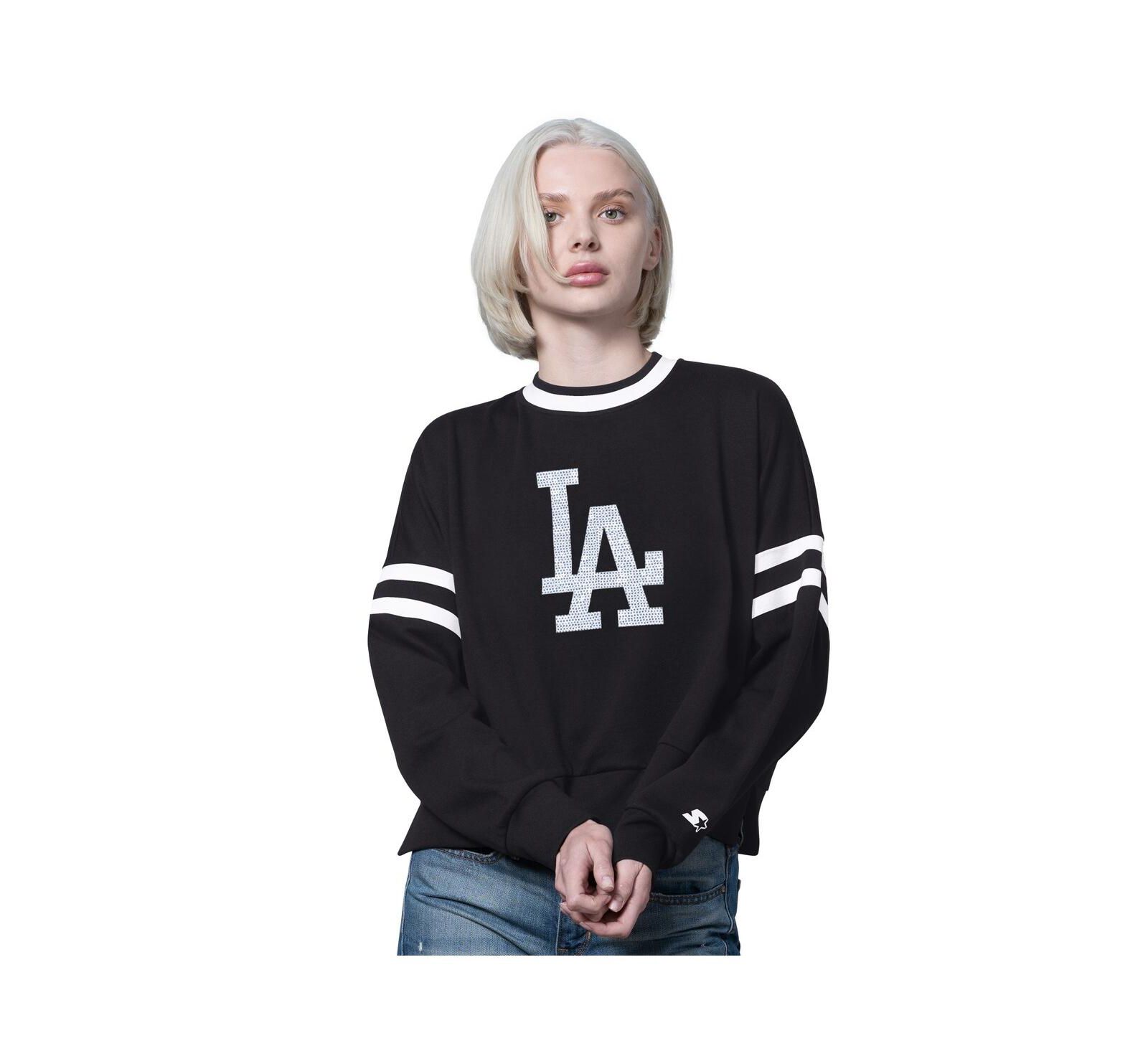 Женский укороченный свитшот Starter Los Angeles Dodgers, черный/кремовый