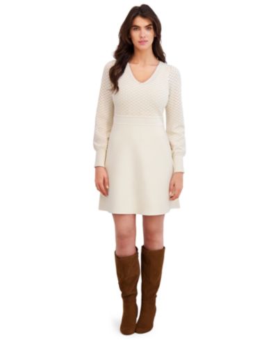 Женское трикотажное платье с V-образным вырезом London Times Women's V-Neck Sweater Dress