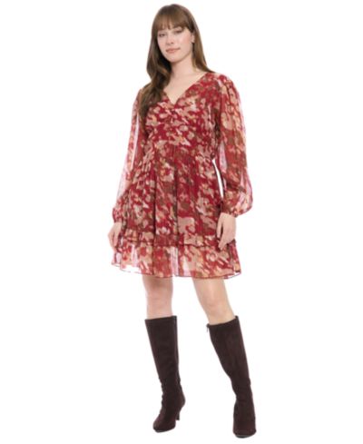 Женское платье London Times V-Neck Printed Flounce