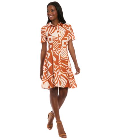 London Times Women's Short-Sleeve Shirt Dress