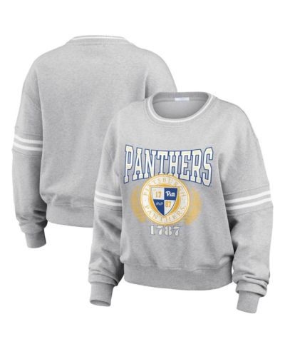 WEAR by Erin Andrews Женский джемпер с полосками Pitt Panthers, серый меланж