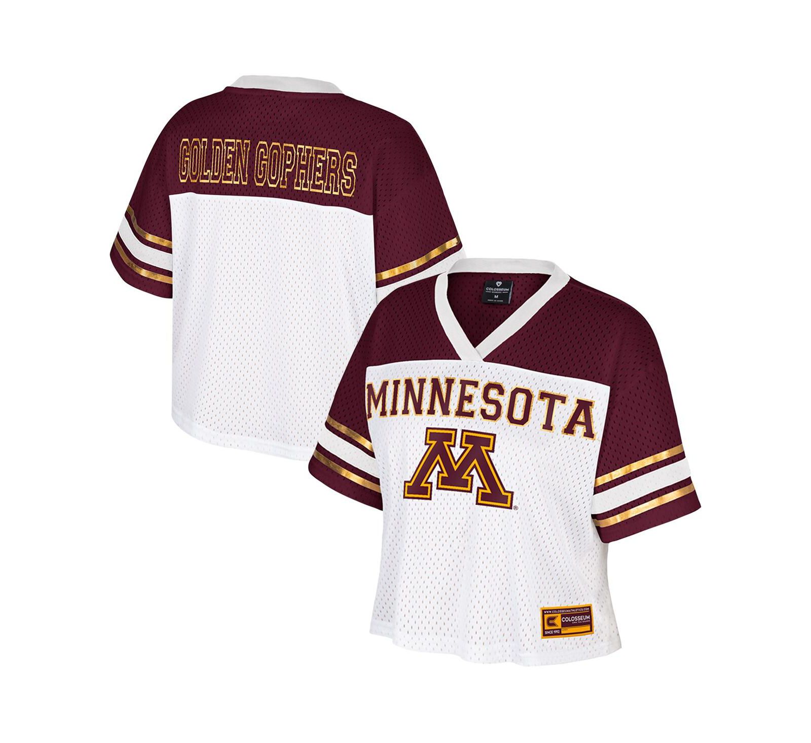 Футболка Colosseum Women's White Minnesota Golden Gophers Treasure Cropped
