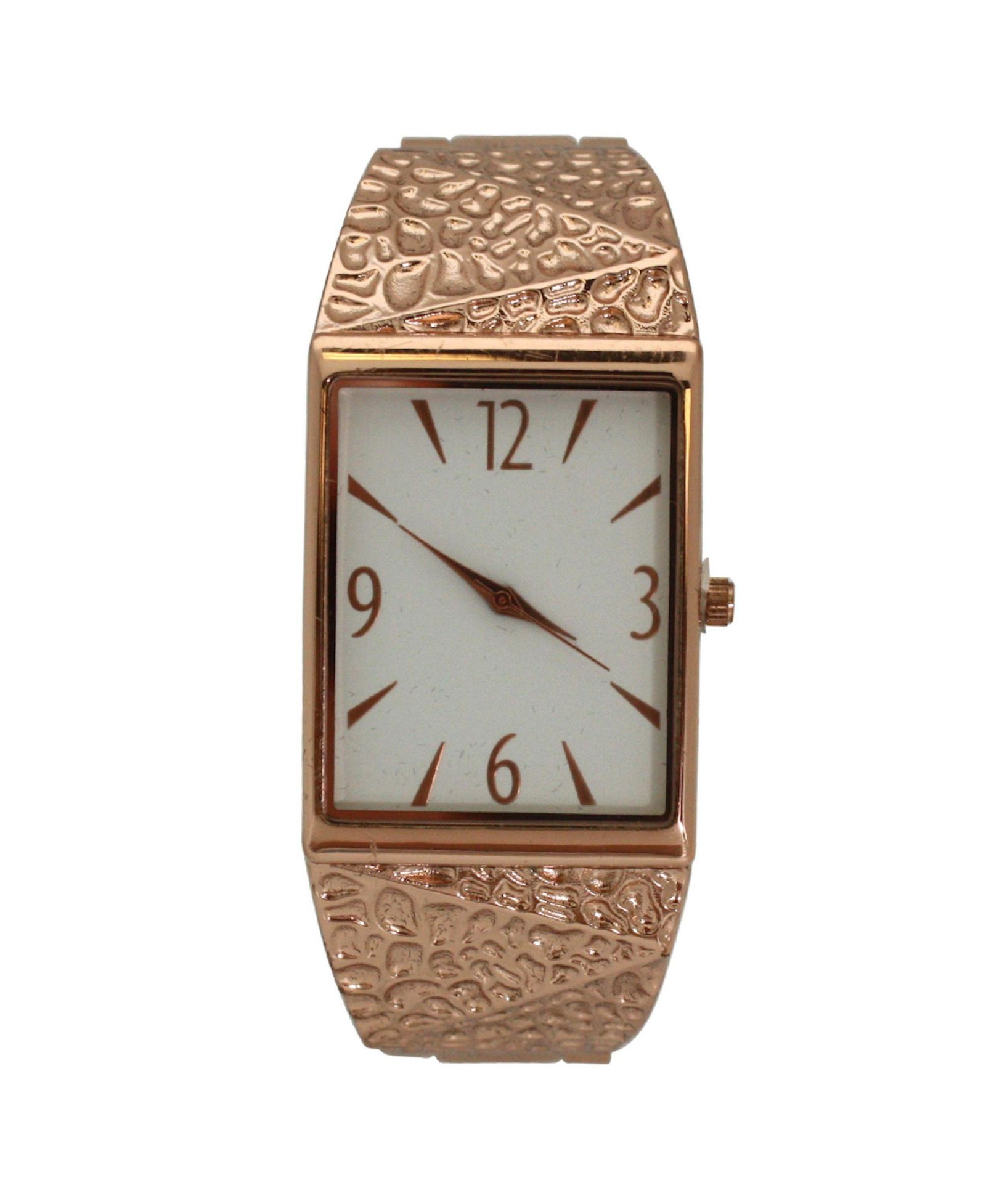 Rose Gold Textured Metallic Bangle Watch