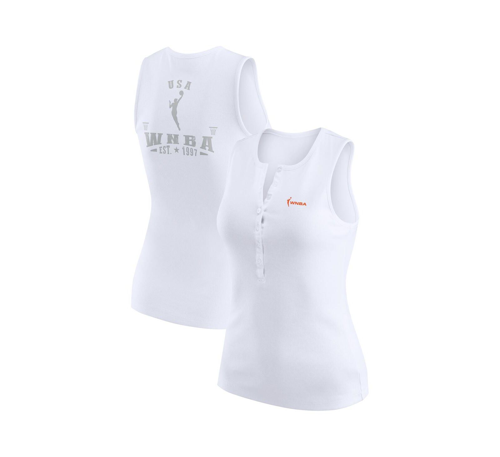 Женский топ WEAR by Erin Andrews White WNBA Gear Rib-Knit Henley Tank