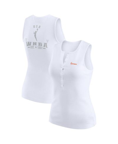 Женский топ WEAR by Erin Andrews White WNBA Gear Rib-Knit Henley Tank